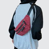 Sac banane velours côtelé rouge