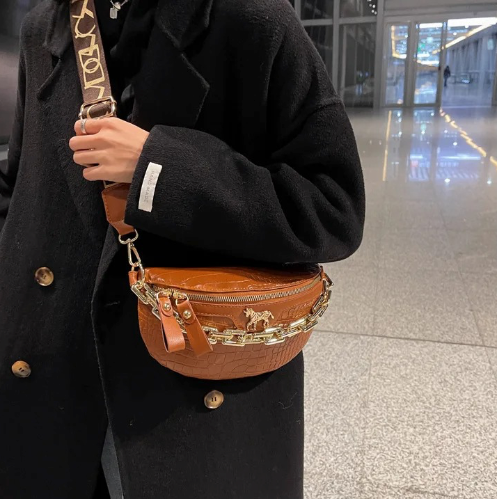 Sac banane femme cuir marron