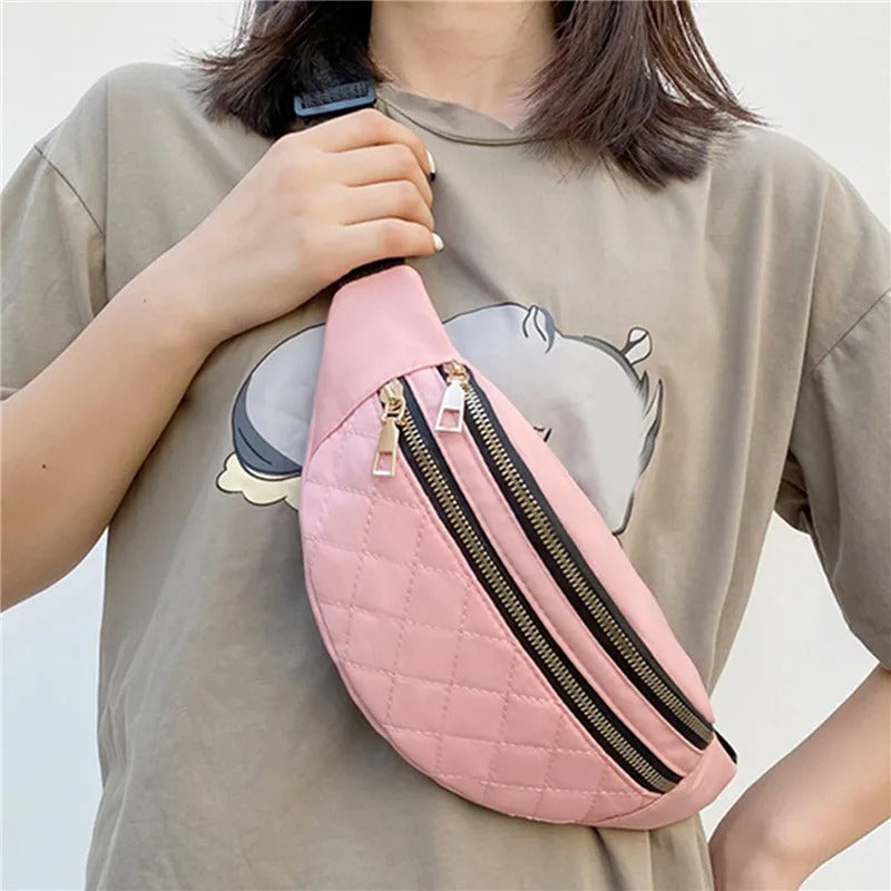 Sac banane rose en tissu