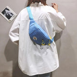 Sac banane fleuri bleu