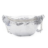 Sac banane femme paillette argenté