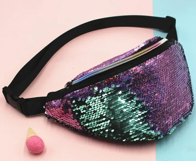 Sac banane paillette violet