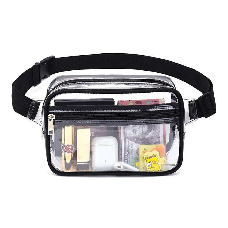 Sac banane transparent noir
