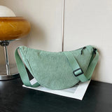 Sac banane femme velours côtelé vert