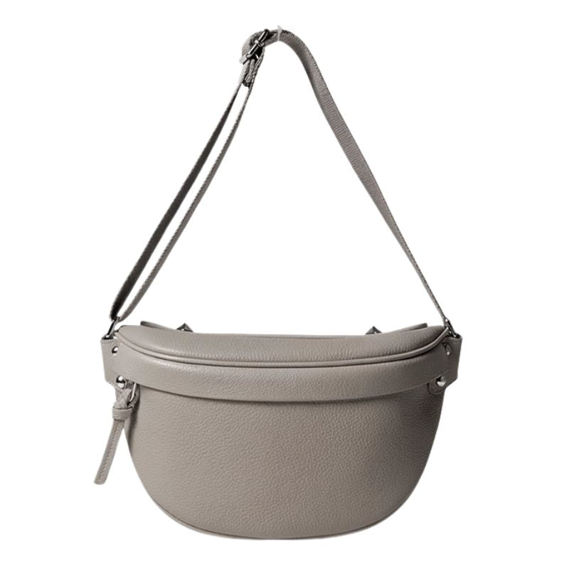 Sacoche Banane femme en cuir gris