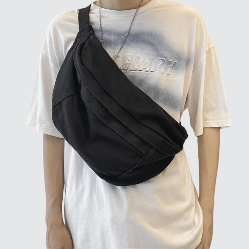 Sacoche banane XL en tissu noir