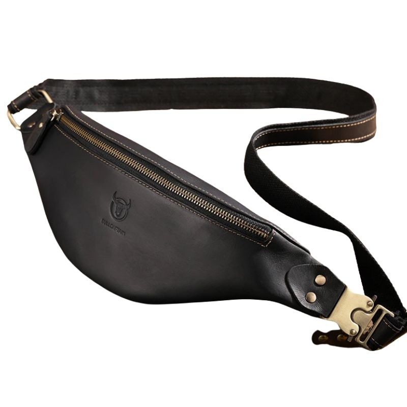 Sacoche banane en cuir noir