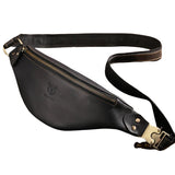 Sacoche banane en cuir noir