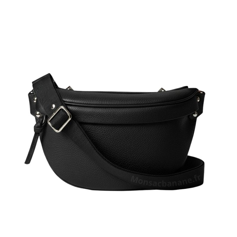 Sac banane femme luxe en cuir noir