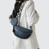 Sacoche banane fleuri bleu