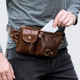 Sacoche banane homme cuir marron