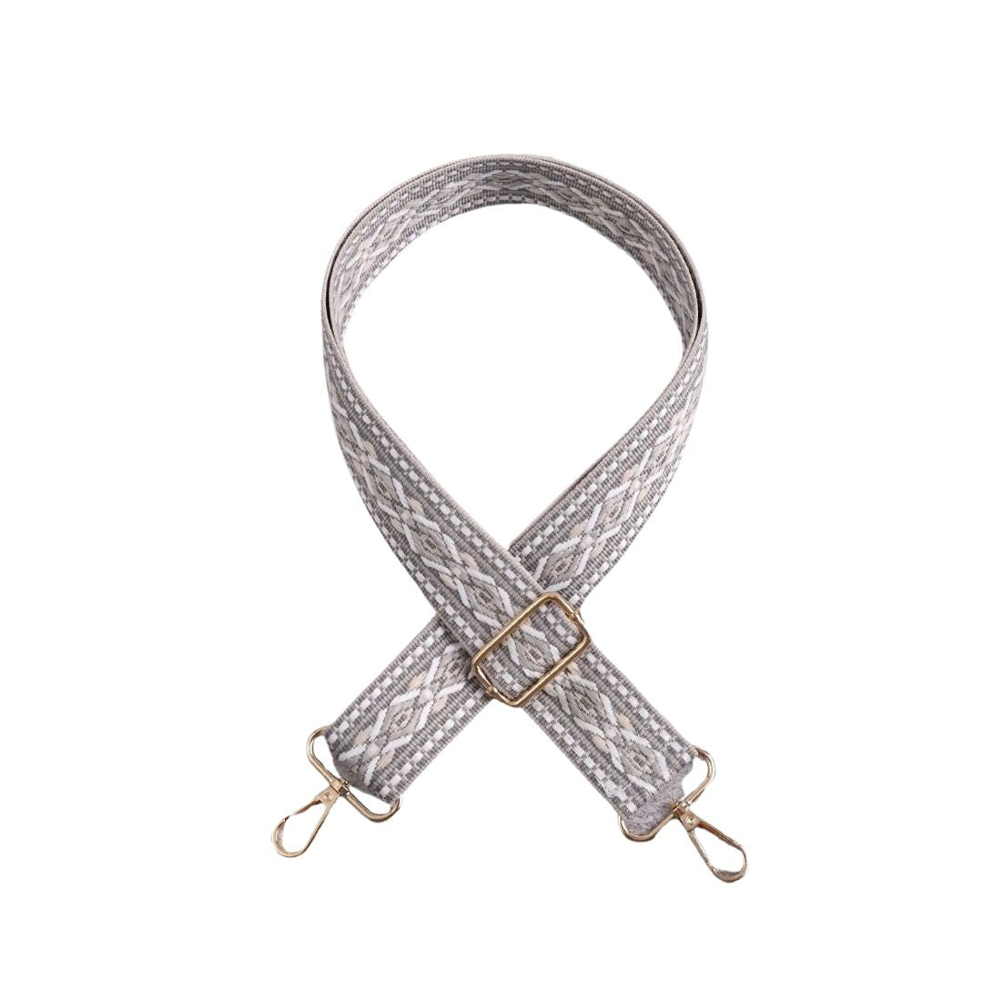 Sangle pour sac banane motifs géométriques gris