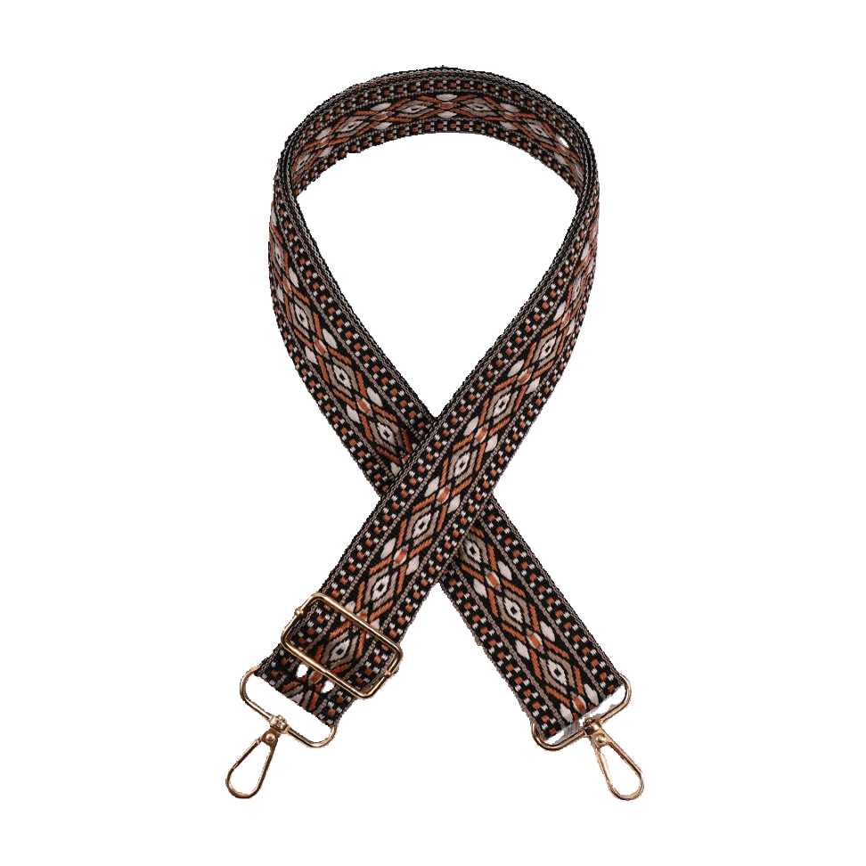 Sangle pour sac banane motifs géométriques noir