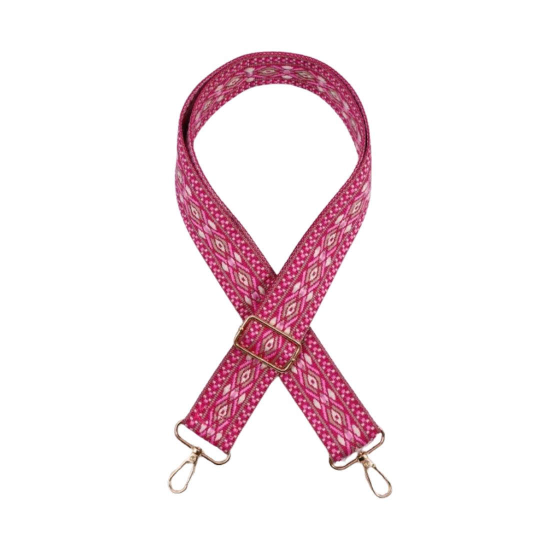 Sangle pour sac banane motifs géométriques rose