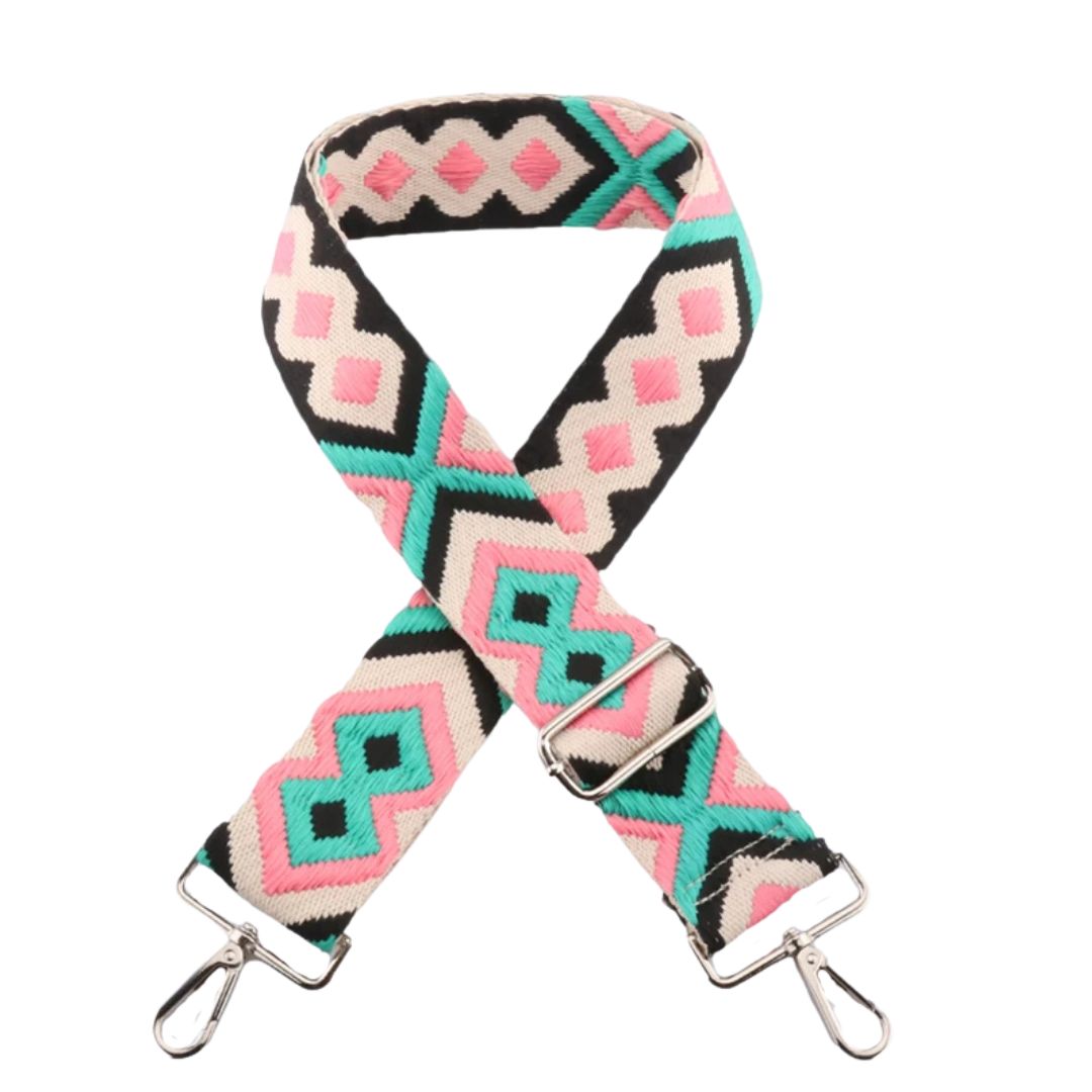 Sangle sac banane motifs losanges rose