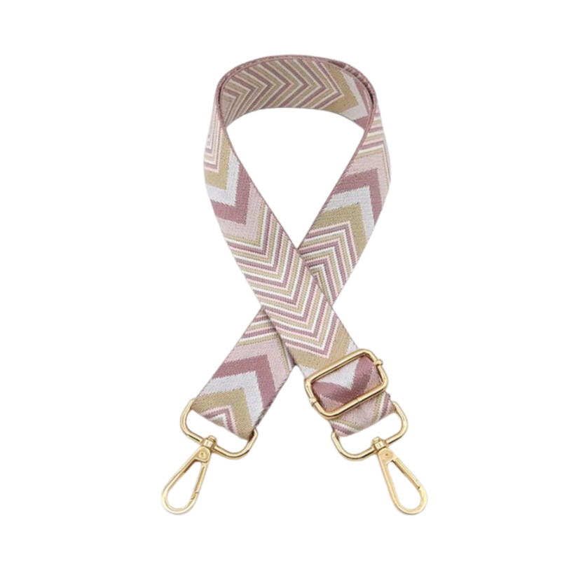 Sangle sac banane motif à chevrons marron rose pâle