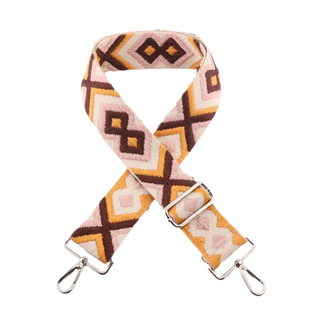 Sangle sac banane motifs losanges jaune