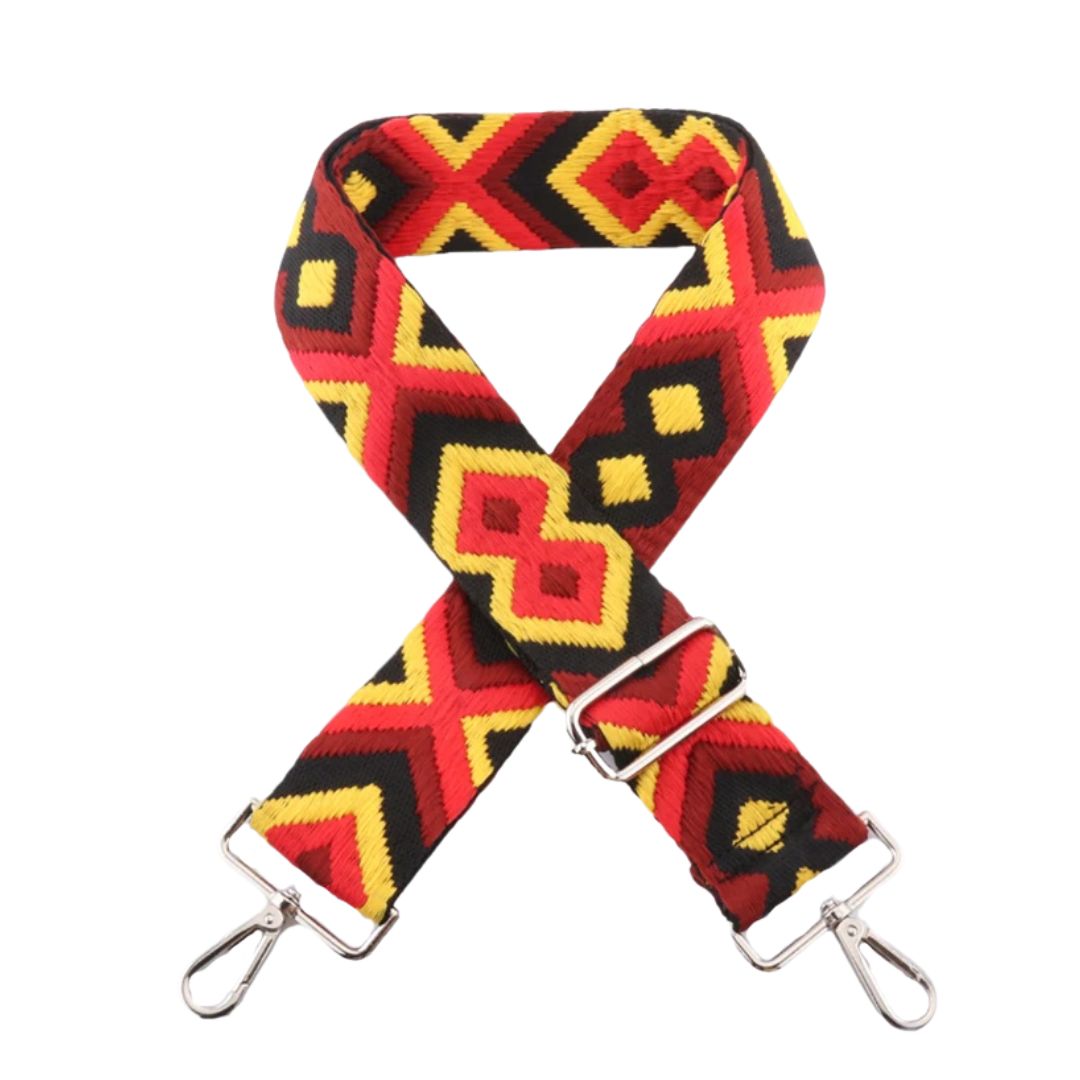 Sangle sac banane motifs losanges rouge