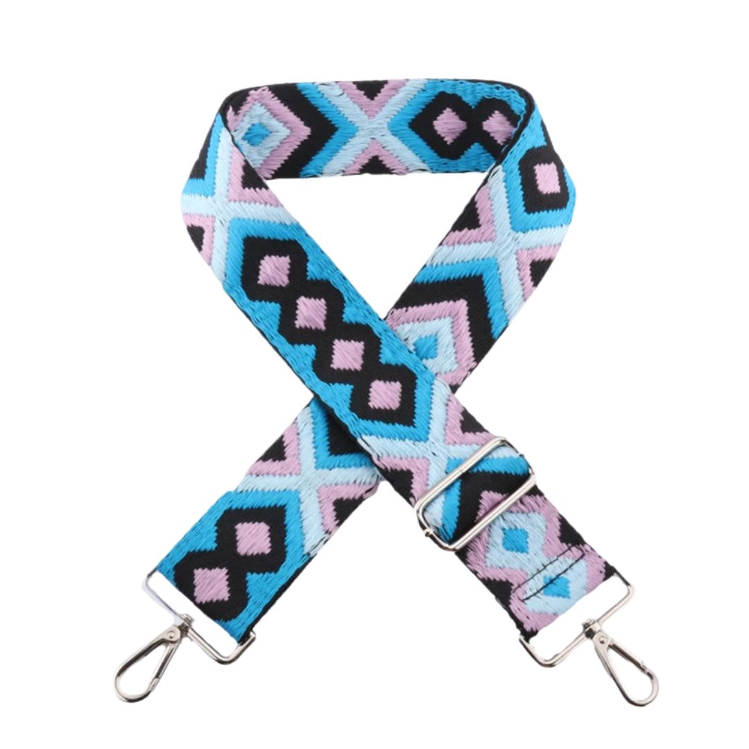 Sangle sac banane motifs losanges violet