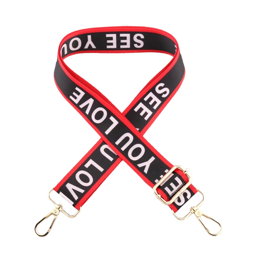 Sangle sac banane rouge avec inscription Love