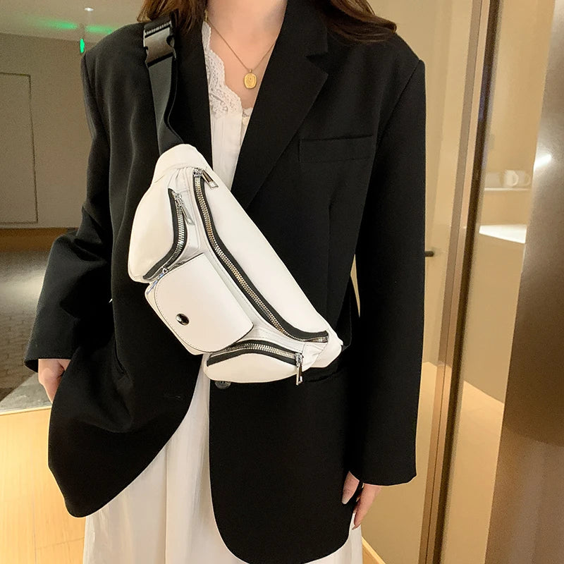 Sac banane cuir femme blanc