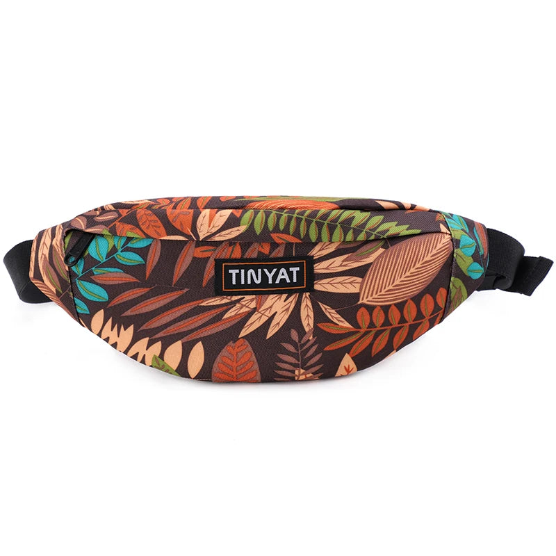 Sac banane fleuri beige