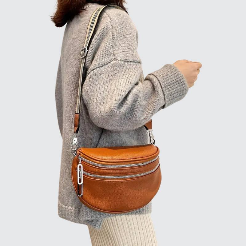 banane bandoulière femme cuir marron