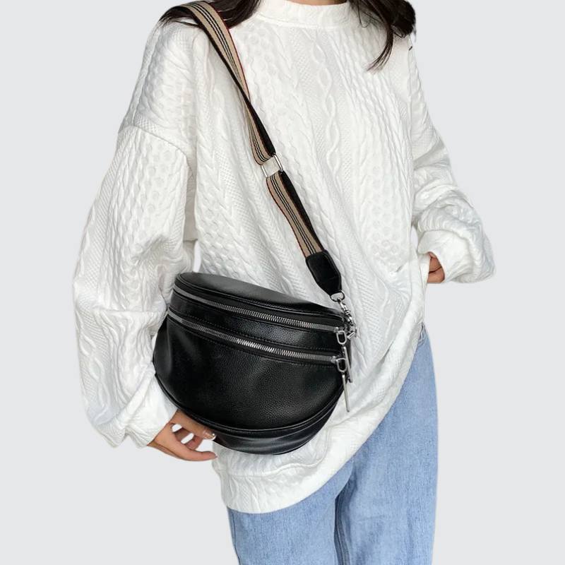 banane bandouliere femme cuir noir