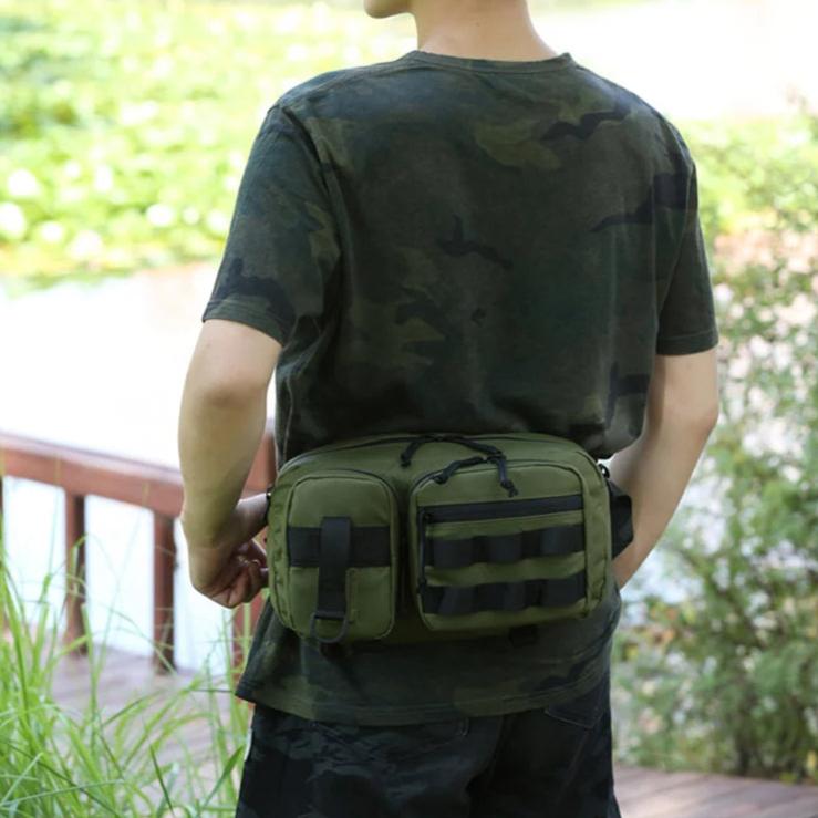 Sac Banane Résistant à L’Eau – Petit Sac à Bandoulière Léger, Tendance, Pour Course, Jogging, Randonnée (Kaki)