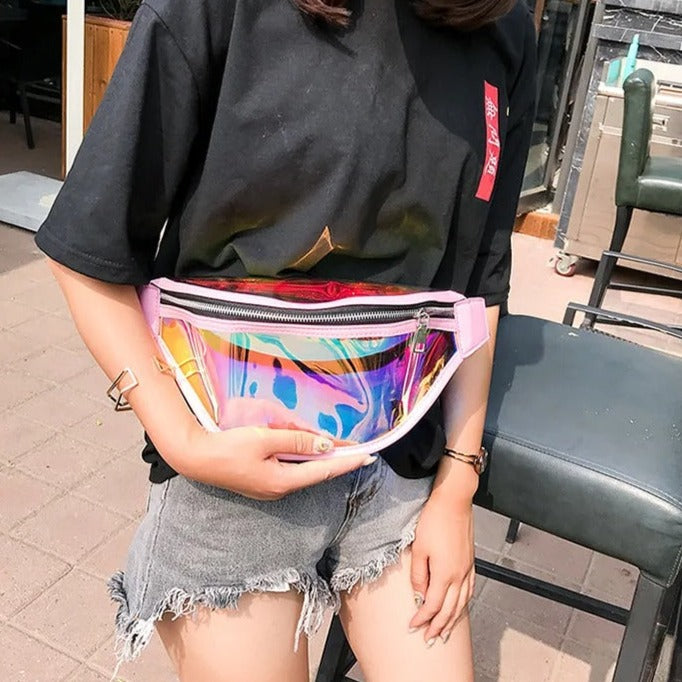 Sac banane brillant rose