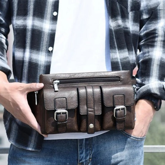 Sac banane homme cuir café