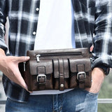 Sac banane homme cuir café