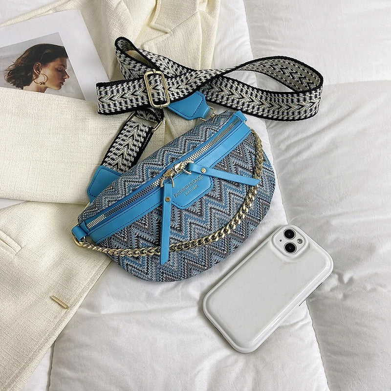 Sac banane bandoulière femme bleu