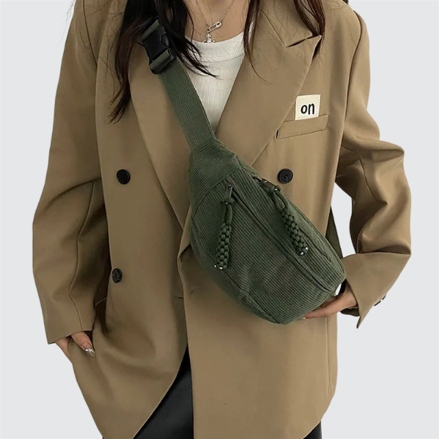 sac banane femme velours vert