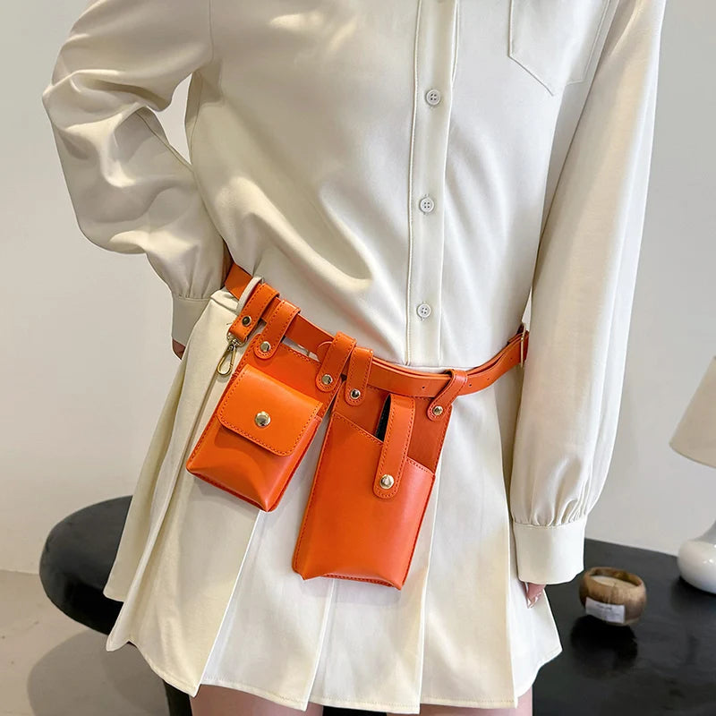 Sac ceinture cuir orange