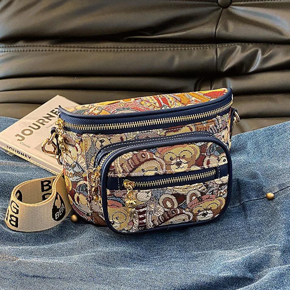 Sac Banane Unisexe à Motif Bouledogue Français Ou Paon - Nylon Imperméable, Sangle Réglable, Taille Unique