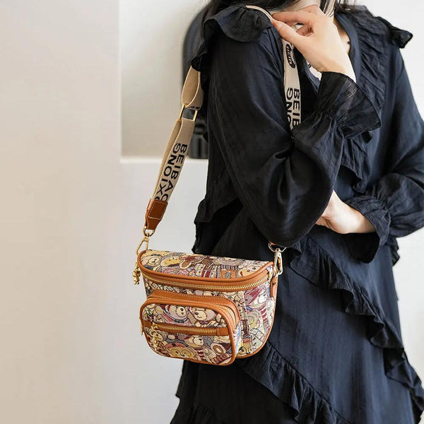 Sac Banane Bandoulière Femme FLRUXI – Petit Sac à Carreaux Similicuir, Multifonction, Idéal Shopping & Voyage