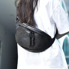 Sac banane cuir femme noir