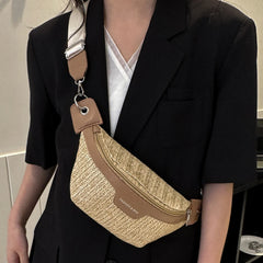 Sac banane femme tendance en paille