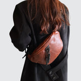 Banane sac cuir femme marron