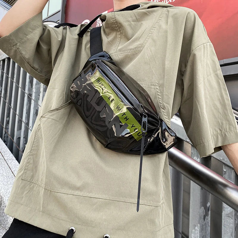 Sac banane transparent techwear noir