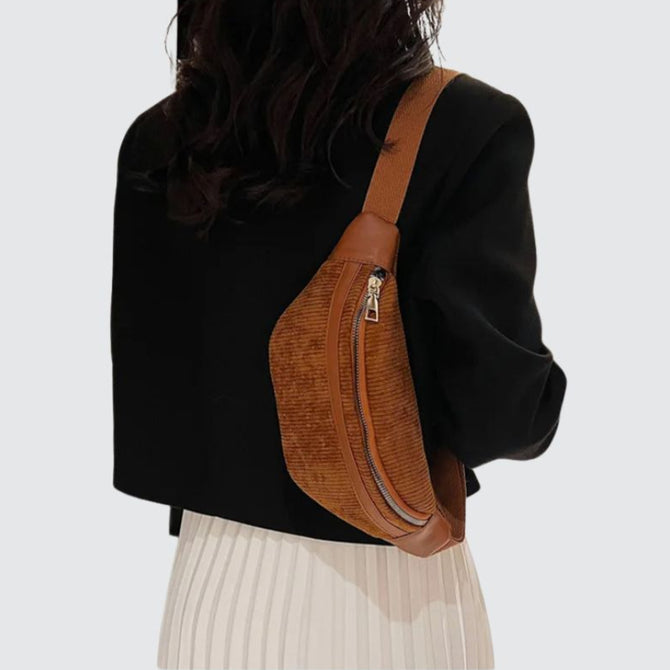 Sac banane velours - Caramel main image 1