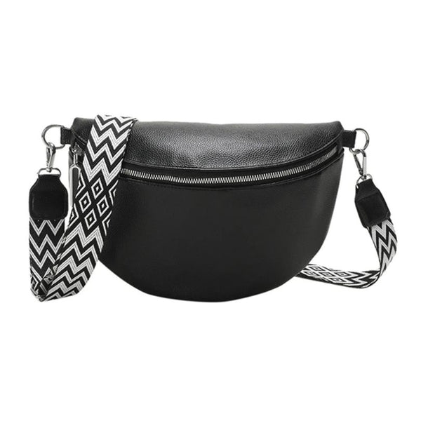 Grand sac banane femme en cuir noir –
