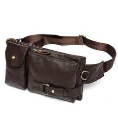 Sac banane homme cuir café