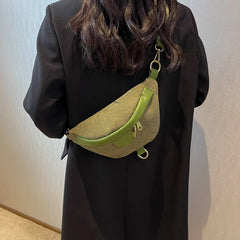 Sac banane femme velours côtelé vert