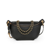 Sac Banane noir Femme en Cuir avec Chaîne Dorée