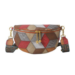 Sac banane bandoulière femme patchwork gris