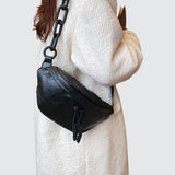 Sac banane cuir noire pour femme