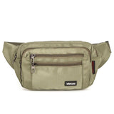 Sac banane en tissu avec multiples poches beige