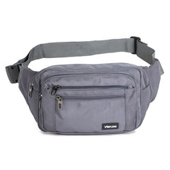 Sac banane en tissu avec multiples poches gris